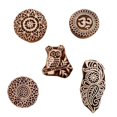 Set of 5 Piece New Mix Wooden Printing Blocks